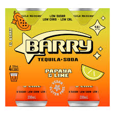 Barry Papaya Lime Tequila Soda 4 Pack 330ml