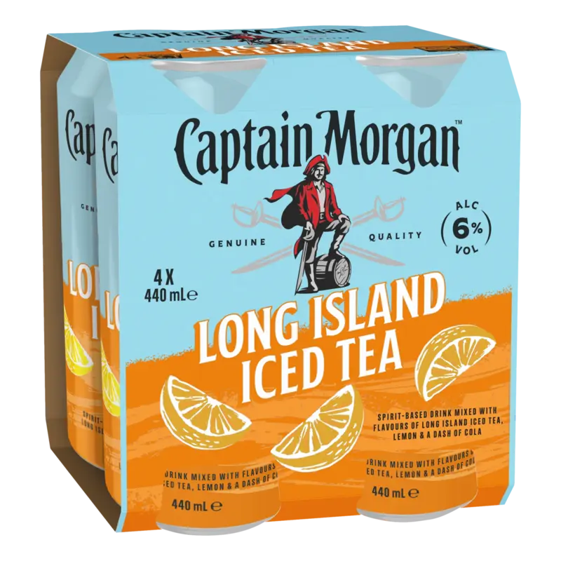 Captain Morgan Long Island Iced Tea 4 Pack 6% Cans 440ml