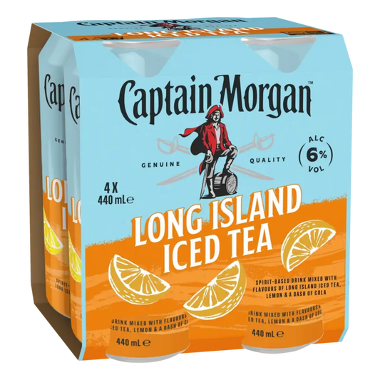 Captain Morgan Long Island Iced Tea 4 Pack 6% Cans 440ml