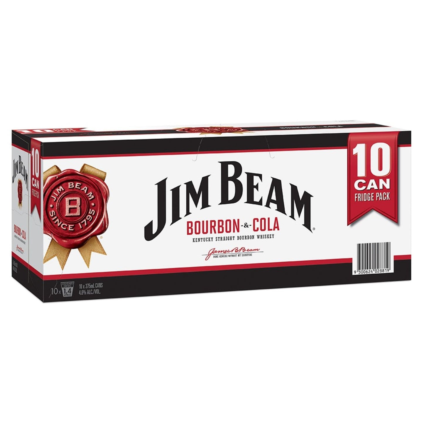 Jim Beam Bourbon & Cola 10 Pack Cans – 375mL