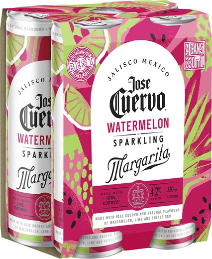 Jose Cuervo Watermelon Sparkling Margarita Premix Case - 330ml Cans **